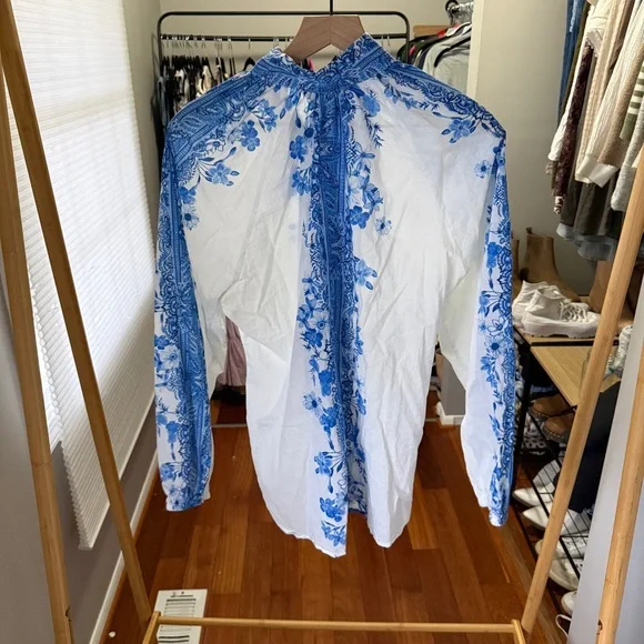 Boston Proper Wildflowers Print Peasant Shirt 100% cotton - Picture 6 of 8